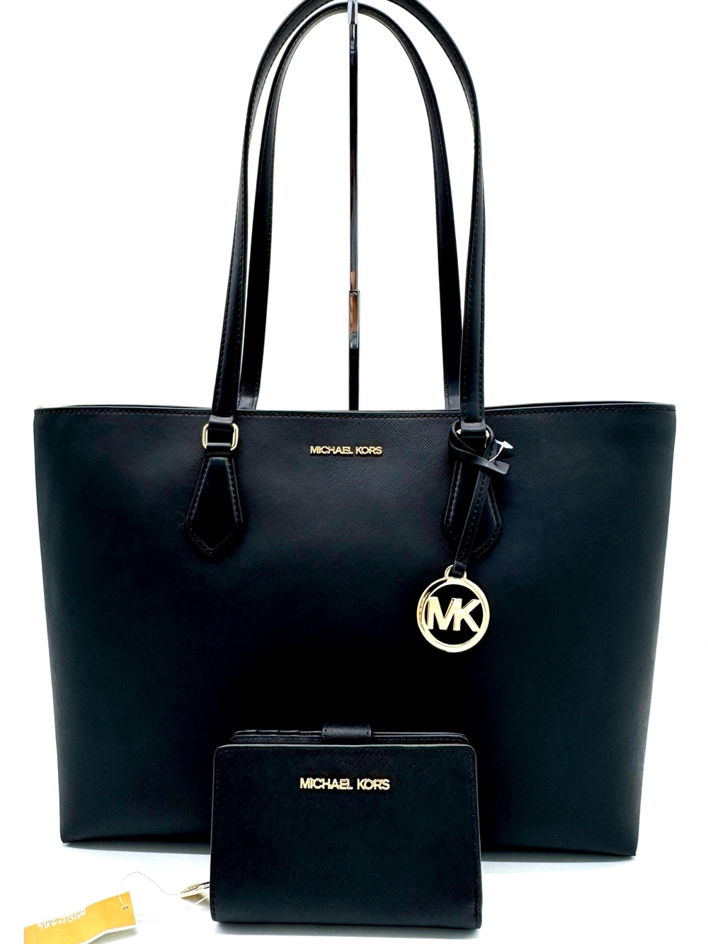 Michael Kors Bag Large Sheila Mf Tote Bag & Matching Bifold Wallet Black/Gold
